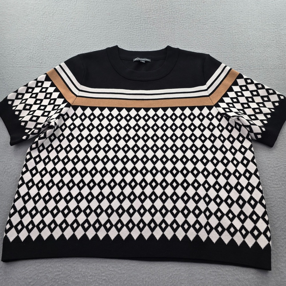 Adrianna Papell Sweater Women Large Multicolor Geometric Jacquard Oversized Knit - Picture 1 of 7